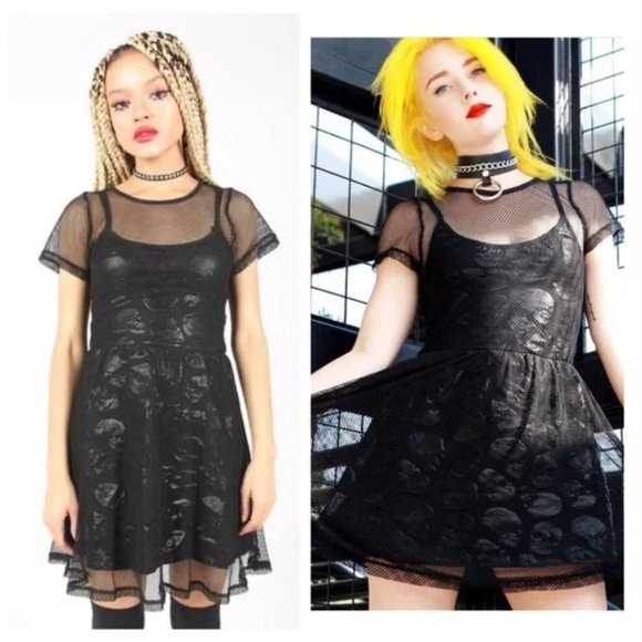 Iron Fist Skullz Club Mesh Dresses In BLACK: Plus Sizes - Picture 3 of 5